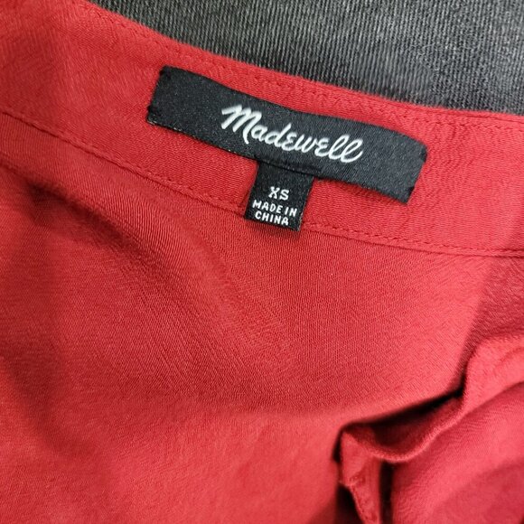 Madewell Red V-Neck Short Sleeve Pocketed Women's Tunic Dress | Size XS - Picture 4 of 7